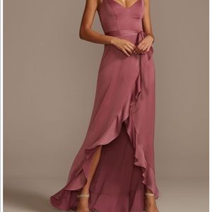 David’s Bridal spaghetti strap bridesmaid dress